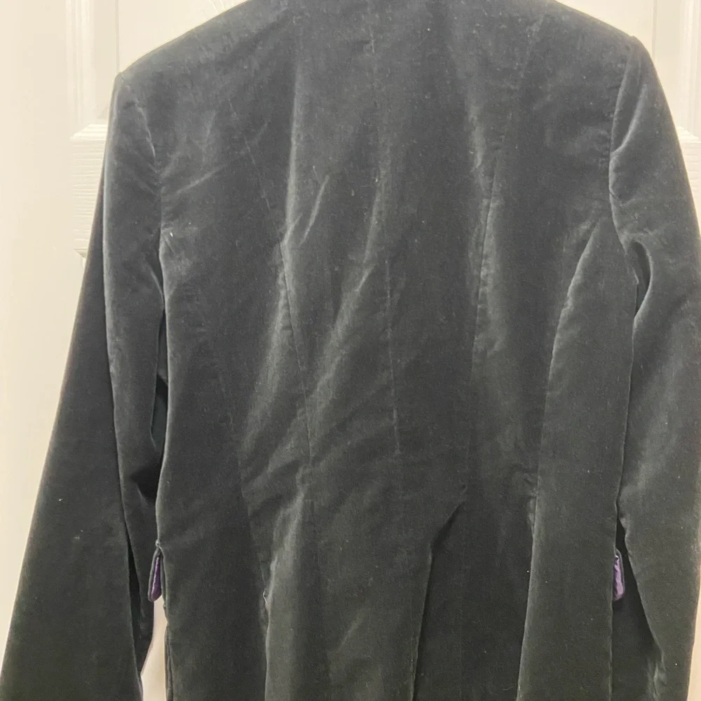 Vtg Eddie Bauer Womens 8 Velvet Velour 3 Button Blazer Jacket Suit Coat Black - Picture 4 of 4
